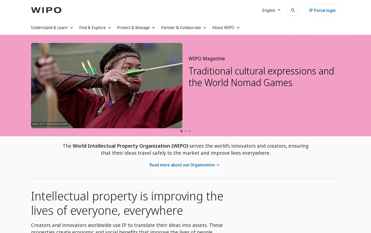 WIPO（世界知识产权组织） 页面快照
